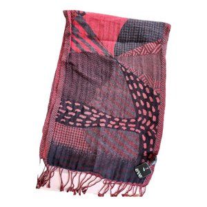 Asian Eye Abstract Red & Black Woven Fringed Women's Scarf